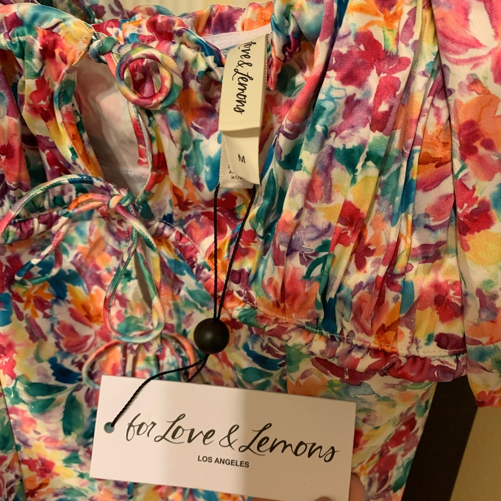 For Love and Lemons Floral Watercolor Bodysuit NWT - Picture 12 of 14